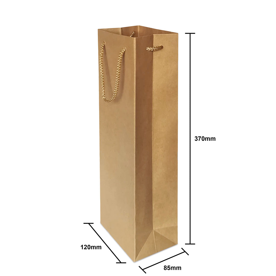 Kraft Wine Bag Size S - 120 X 85 X 370 mm dimensions for wholesale wine gift bag order Malaysia