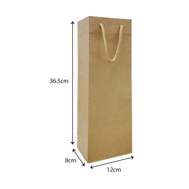 Kraft Wine Bag Size S - 120 X 85 X 370 mm dimensions for wholesale wine gift bag order Malaysia