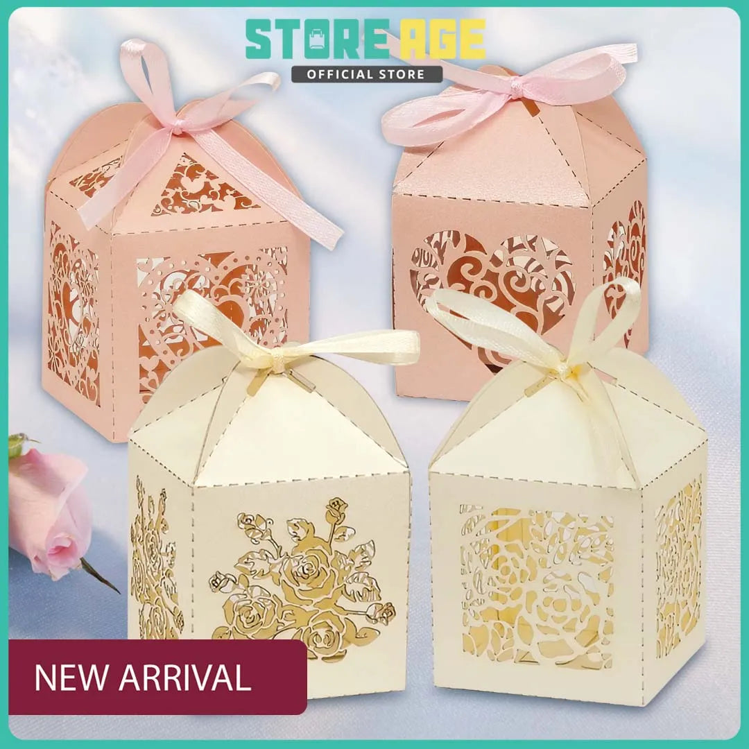 Laser Cut Candy Gift Box — wedding favour sweet box with free ribbon, wholesale Malaysia