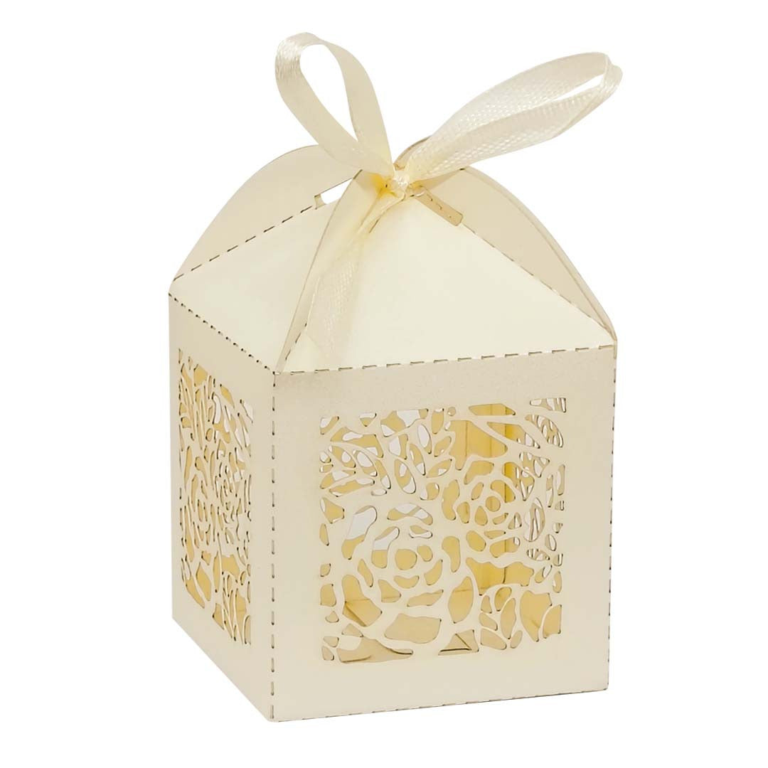 Laser Cut Candy Gift Box design 001CR02 (cream) - wedding doorgift candy box wholesale Malaysia