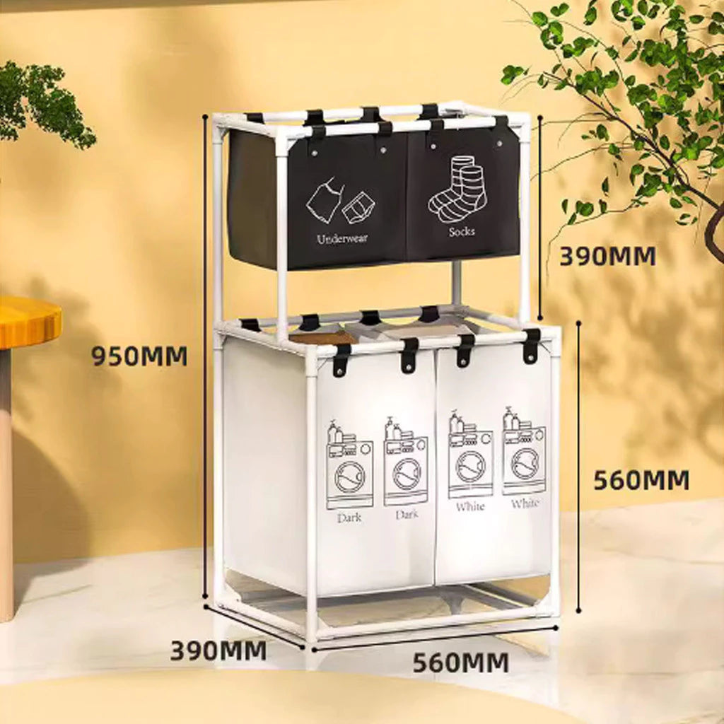 Multilayered separate laundry basket (4-compartment) dimension for wholesale Malaysia
