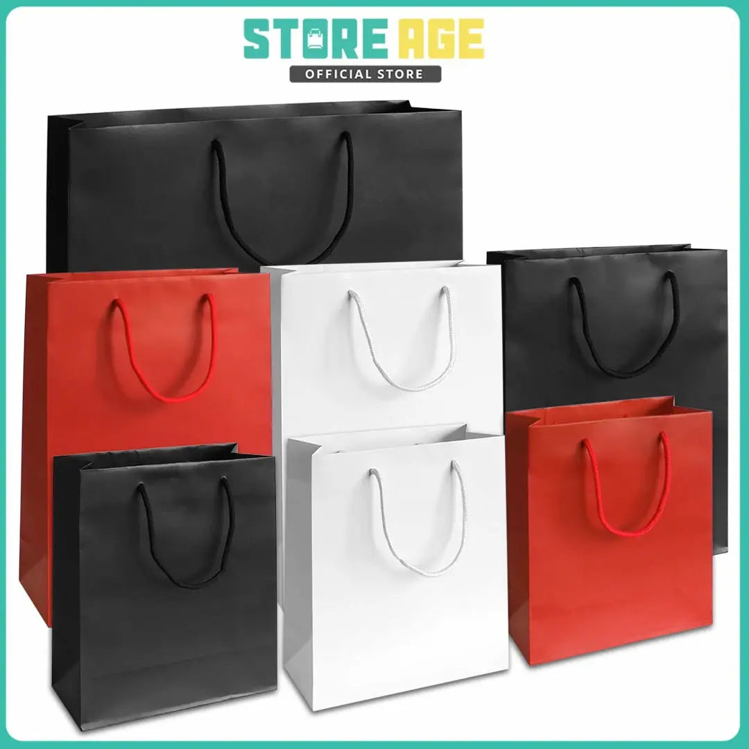 Matt Lamination Art Paper Bag in black, red & white — gift bag wholesale Malaysia