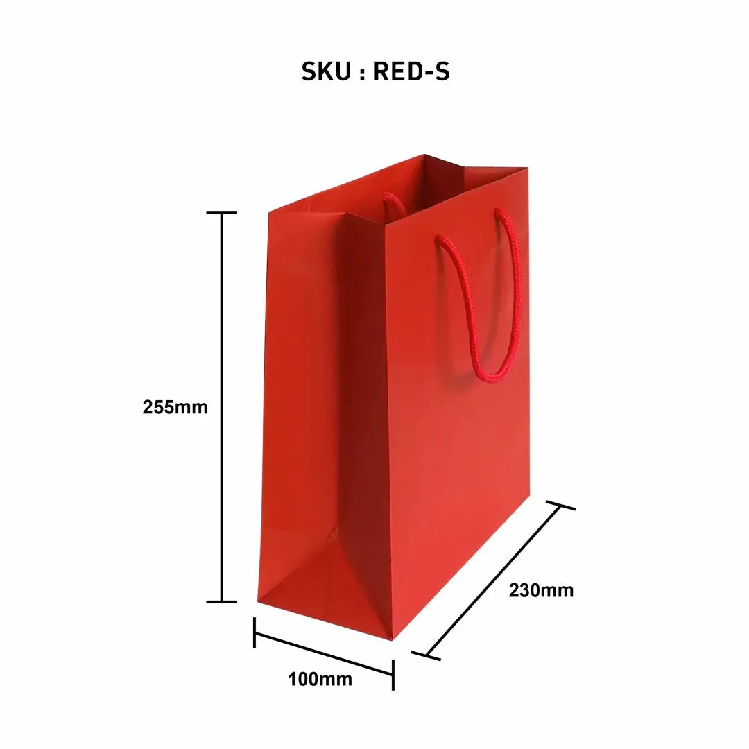 Matt Lamination Art Paper Bag Red Size S (RED-S) dimensions — wholesale Malaysia
