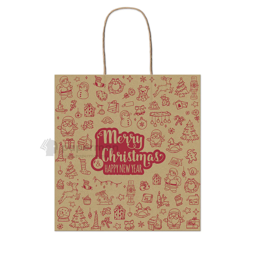 Eco-friendly christmas festive paper bag Size M for gift packaging