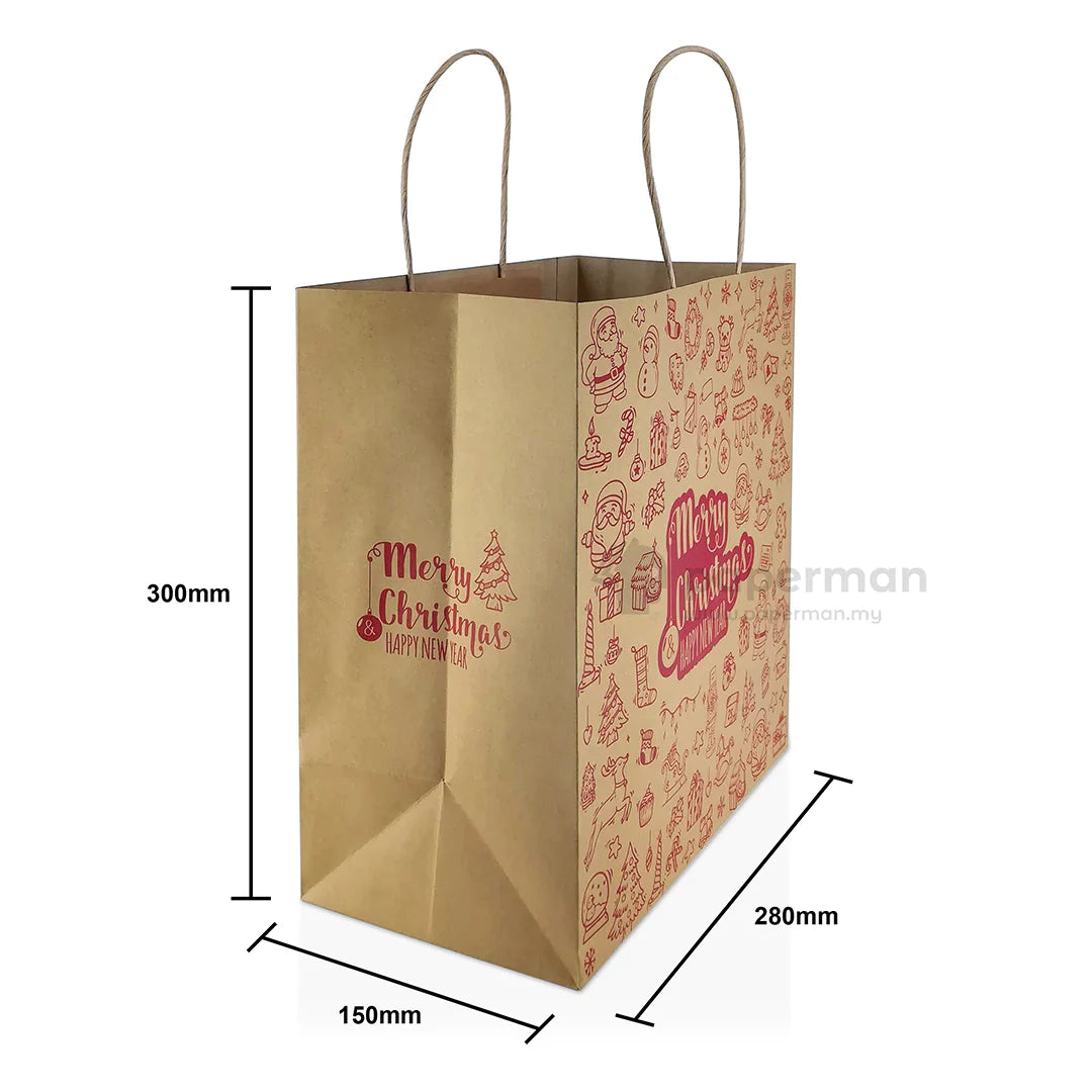 Christmas Festive Paper Bag design Size M - Xmas wholesale gift packaging