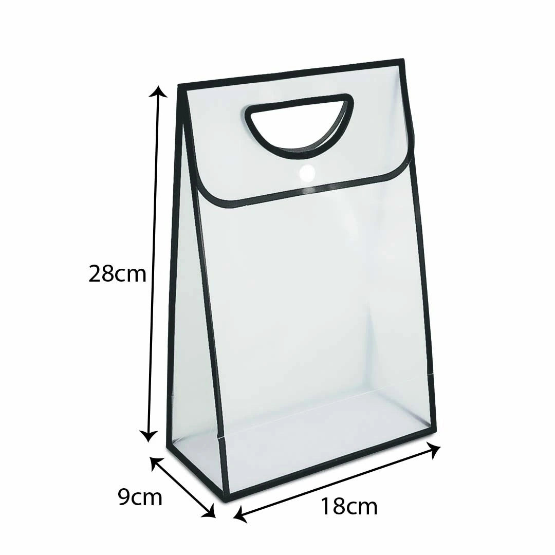 PP Tote Black Edge Die Cut Handle Transparent Bag design BK01M white size M - reusable doorgift bag