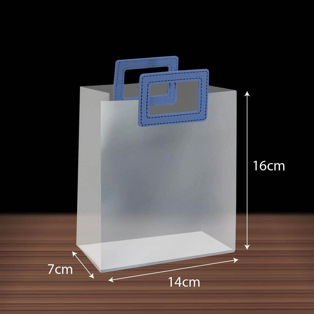 PP Tote Color Handle Transparent Bag design BL01S blue size S - reusable doorgift bag