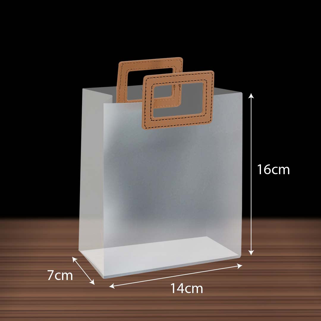 PP Tote Color Handle Transparent Bag design PK01S brown size S - reusable shopping bag Malaysia