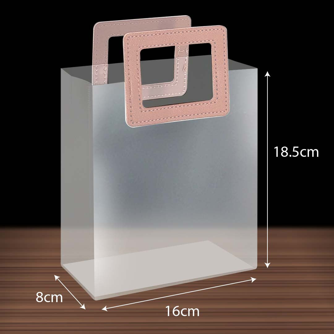 PP Tote Color Handle Transparent Bag design PK01M pink size M - reusable shopping bag Malaysia