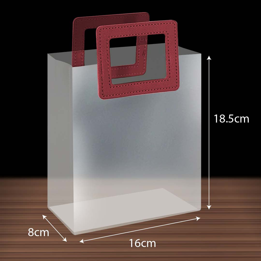 PP Tote Color Handle Transparent Bag design RD01M red size M- reusable doorgift bag