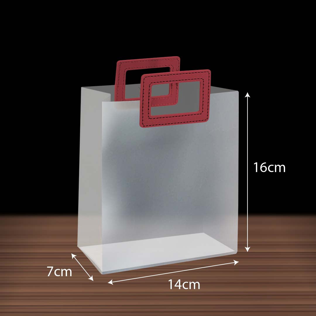 PP Tote Color Handle Transparent Bag design RD01S red size S- reusable doorgift bag