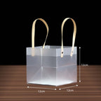 PP Tote Brown Handle Transparent Bag BR01 size 12 x 12 x 12 cm - reusable shopping and gift bag