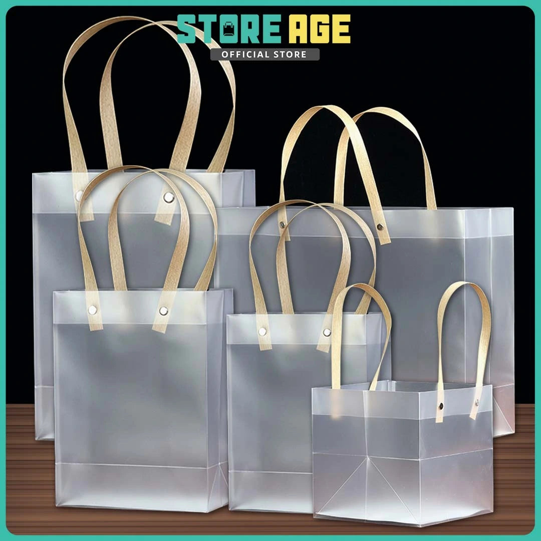 PP Tote Brown Handle Transparent Bag for reusable shopping bag - wholesale Malaysia