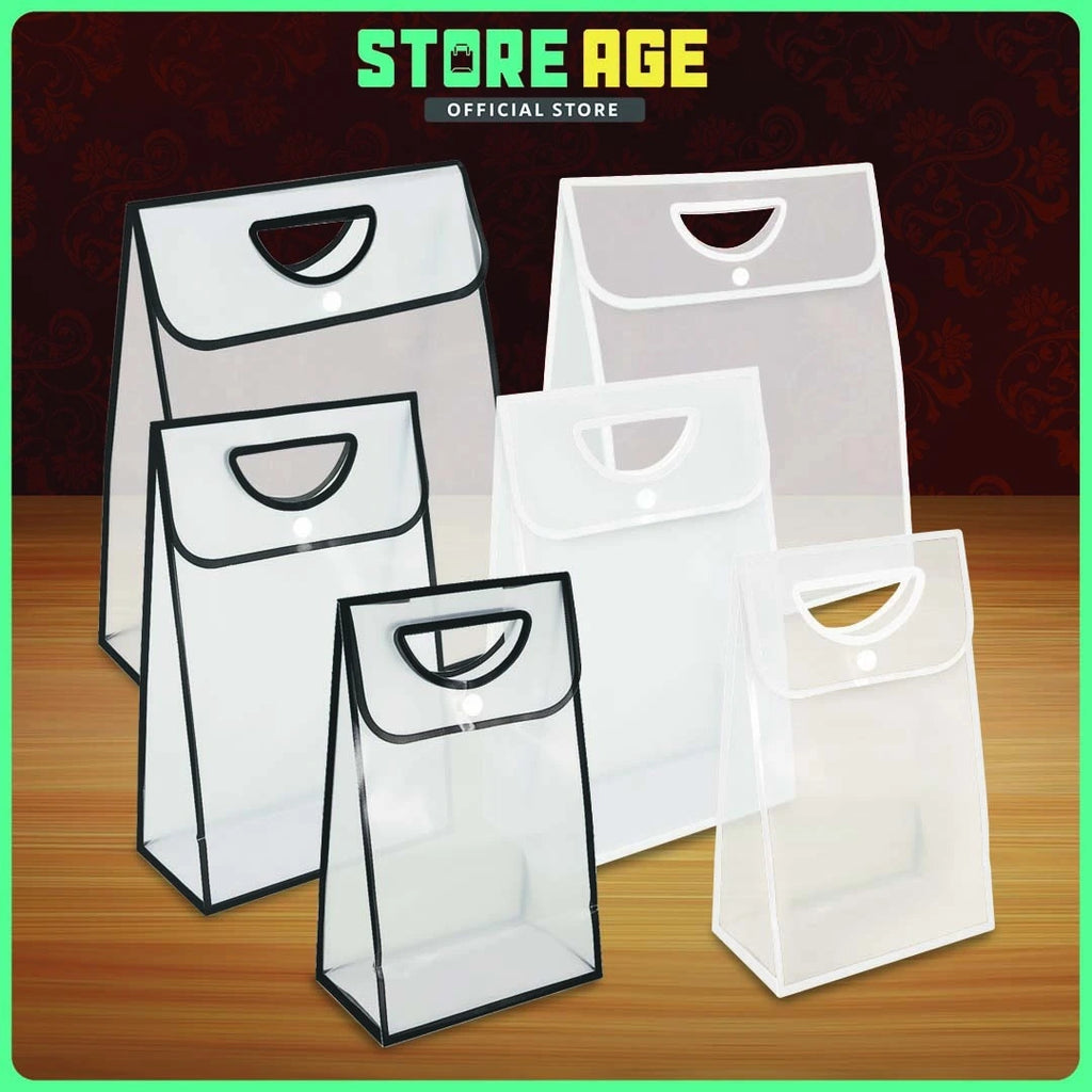 PP Tote White & Black Edge Die Cut Handle Transparent Bag for reusable shopping bag - wholesale Malaysia
