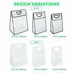 PP Tote White & Black Edge Die Cut Handle Transparent Bag - size & design variations available for bulk Malaysia order