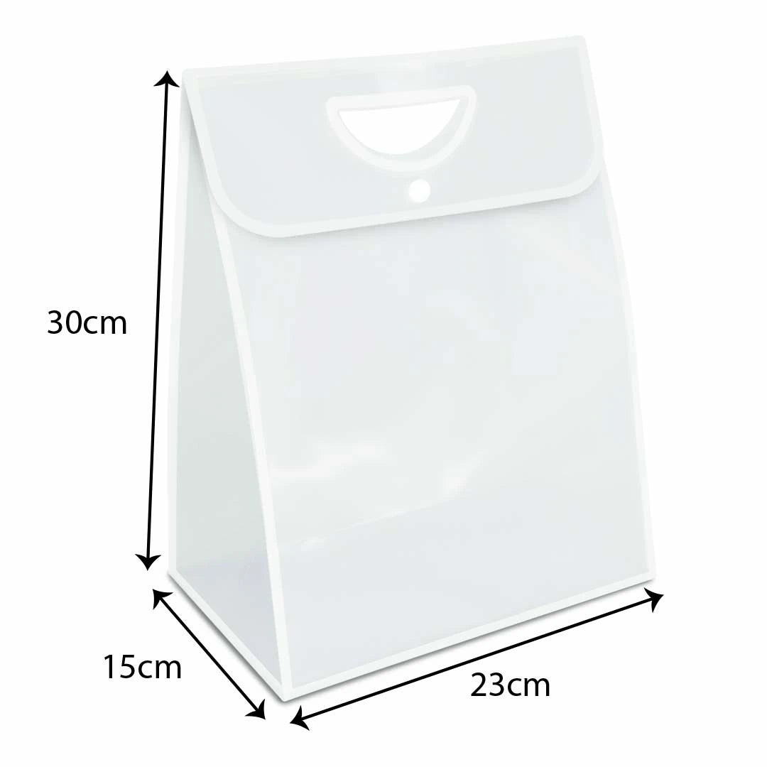 PP Tote White Edge Die Cut Handle Transparent Bag design WH01L white size L - reusable doorgift bag