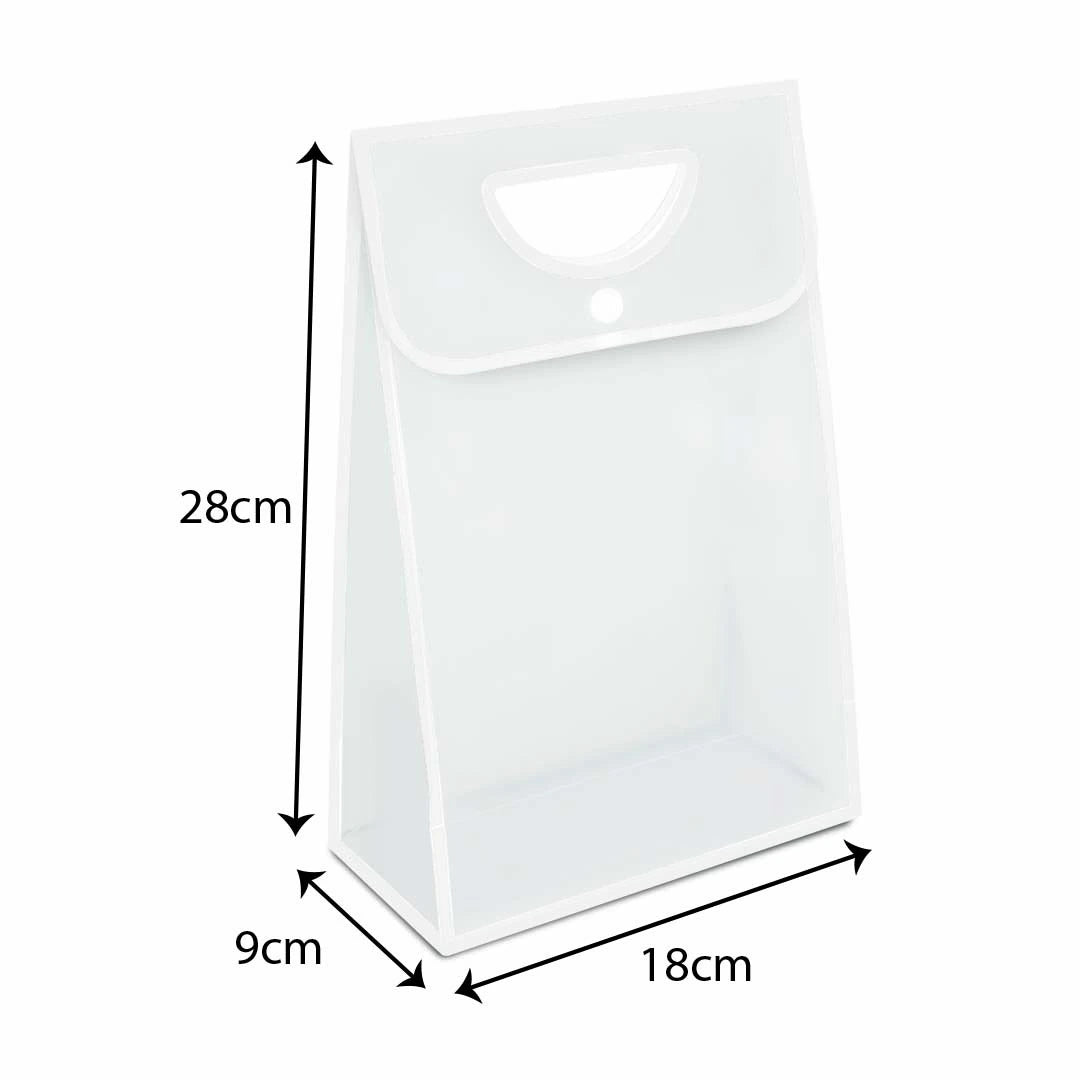 PP Tote White Edge Die Cut Handle Transparent Bag design WH01M white size M - reusable doorgift bag