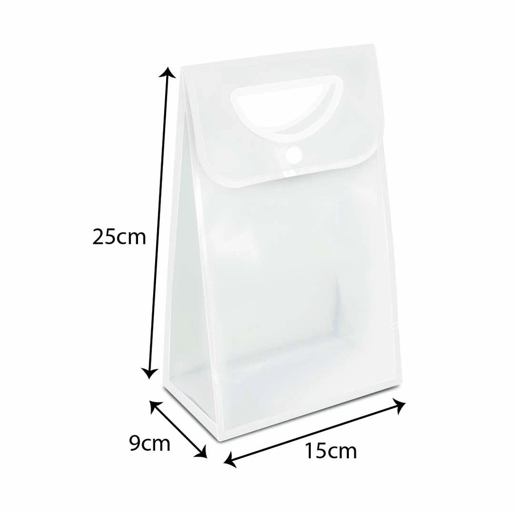 PP Tote White Edge Die Cut Handle Transparent Bag design WH01S white size S - reusable doorgift bag