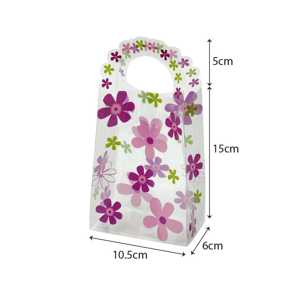 PVC Floral Transparent Bag - design PP01 pink floral reusable doorgift bag 