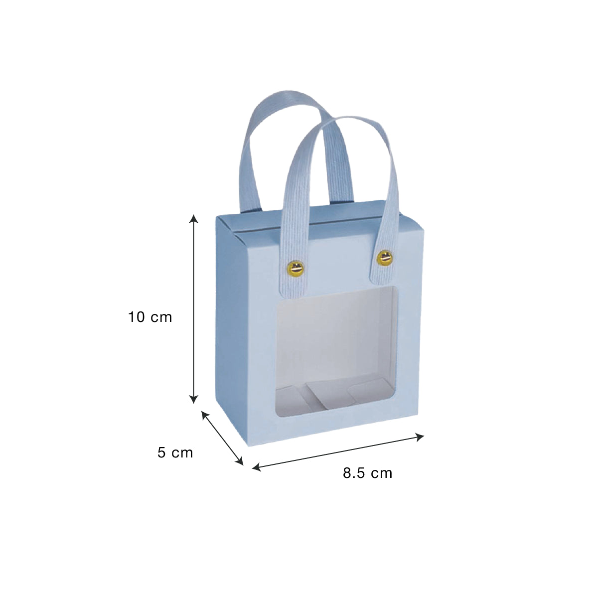 Rectangular window gift box with handle color design blue - doorgift kahwin packaging small gift for event