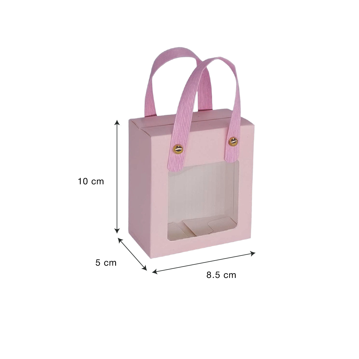 Rectangular window gift box with handle color design pink - doorgift kahwin packaging small gift for event