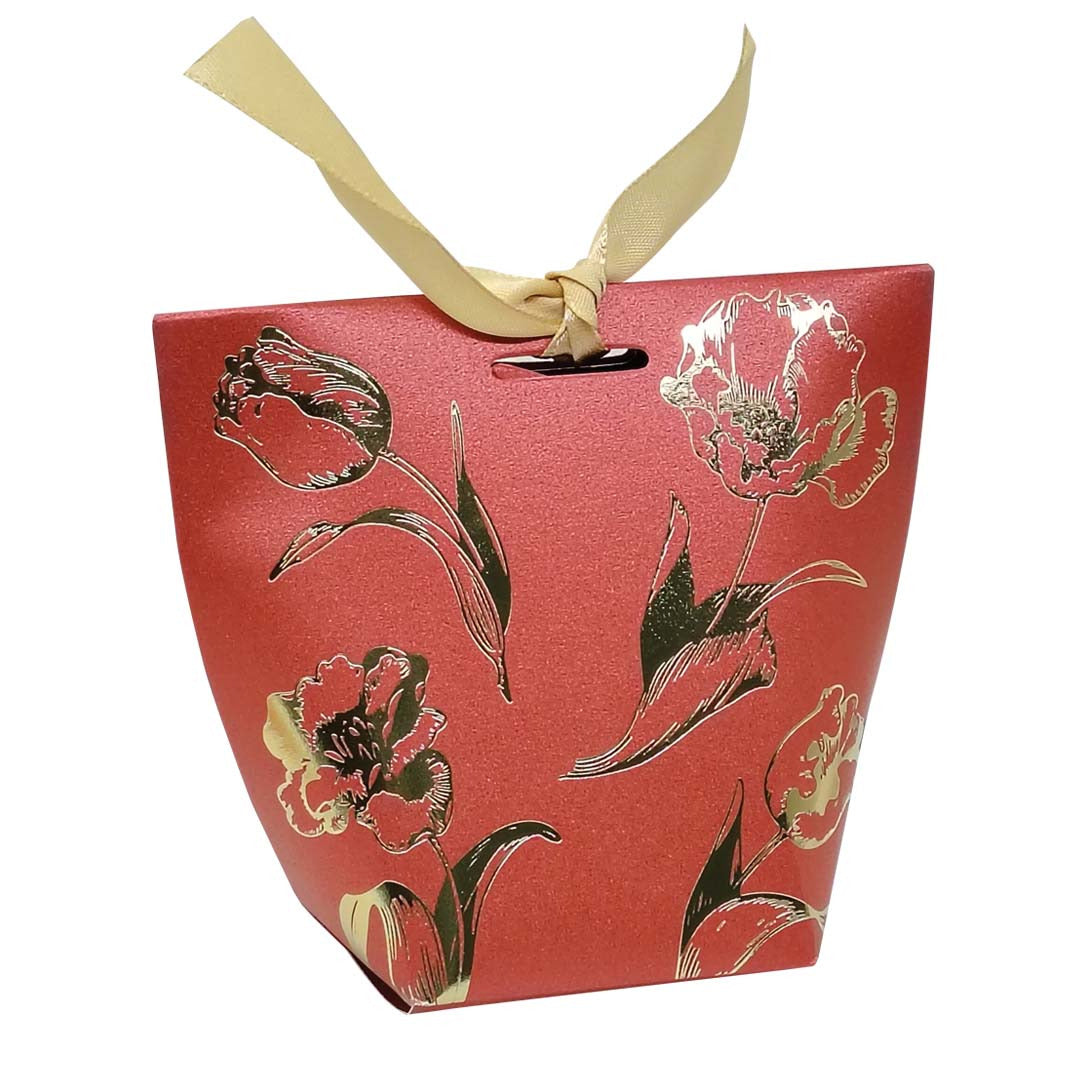 Luxury Ribbon Gift Box with Hot Stamping design LB03RD01 (red) - doorgift kahwin packaging Malaysia