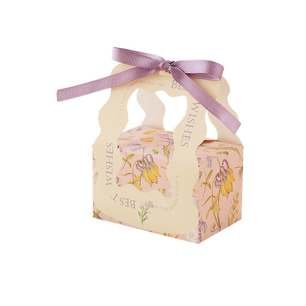 Small Rectangular Ribbon Gift Box - Beige purple variant for doorgift kahwin packaging Malaysia