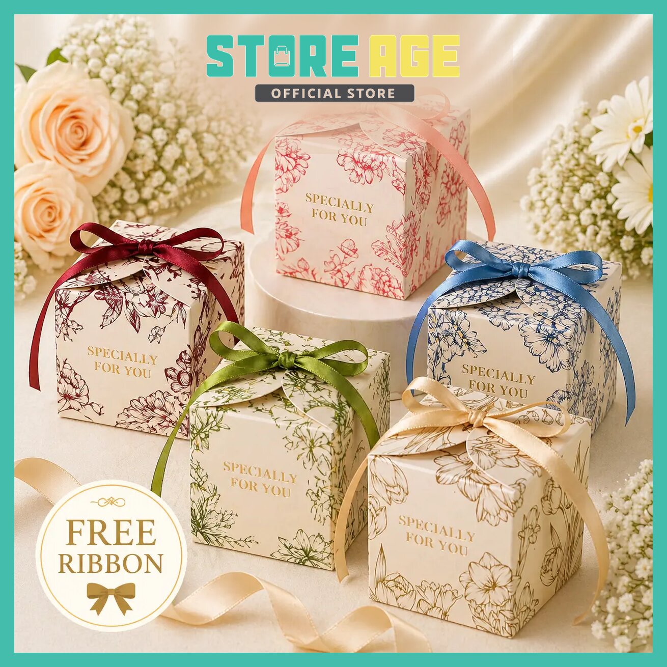 Small Square Floral Candy Box for wedding favor / sweet box - wholesale Malaysia