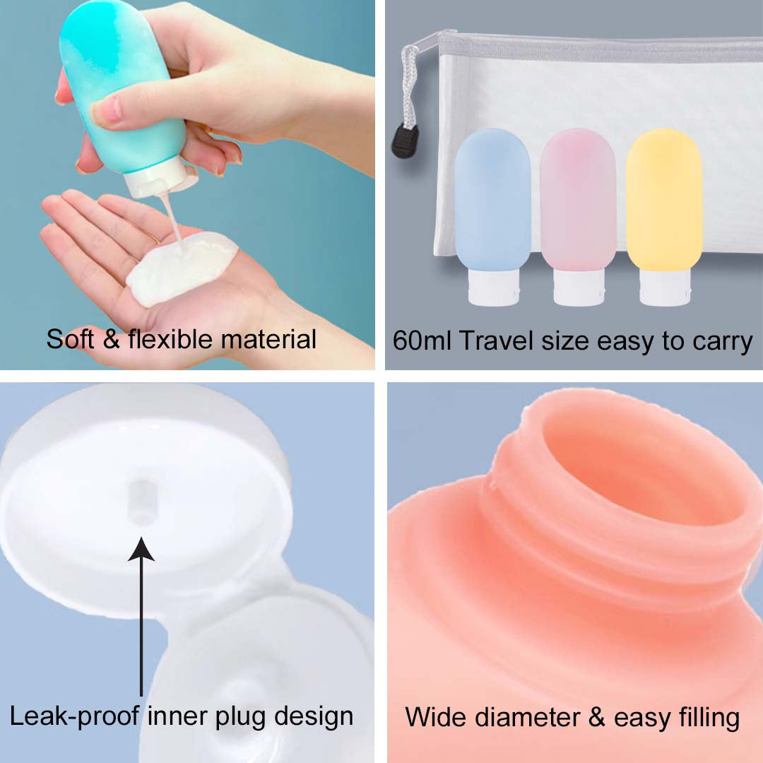 Refillable Travel Bottle Set for Shampoo Conditioner - Toiletries Malaysia