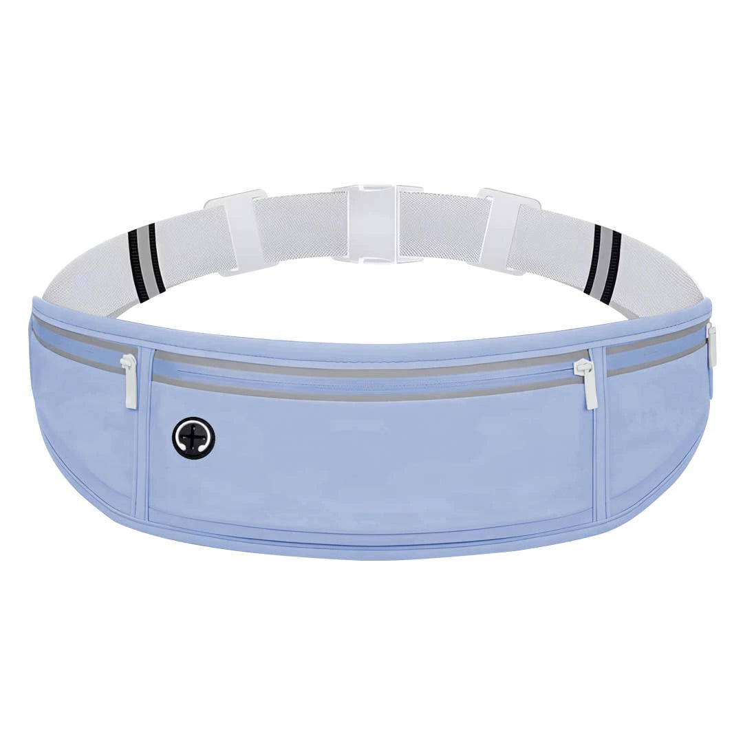 Sports running waist bag in blue variant for carrying a phone while running. Malaysia bulk supplier.