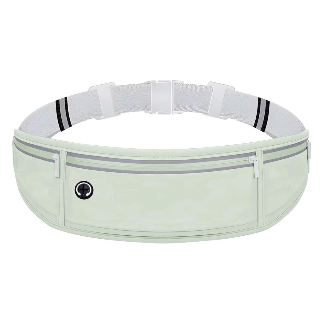 Sports running waist bag in green variant for carrying a phone while running. Malaysia bulk supplier.