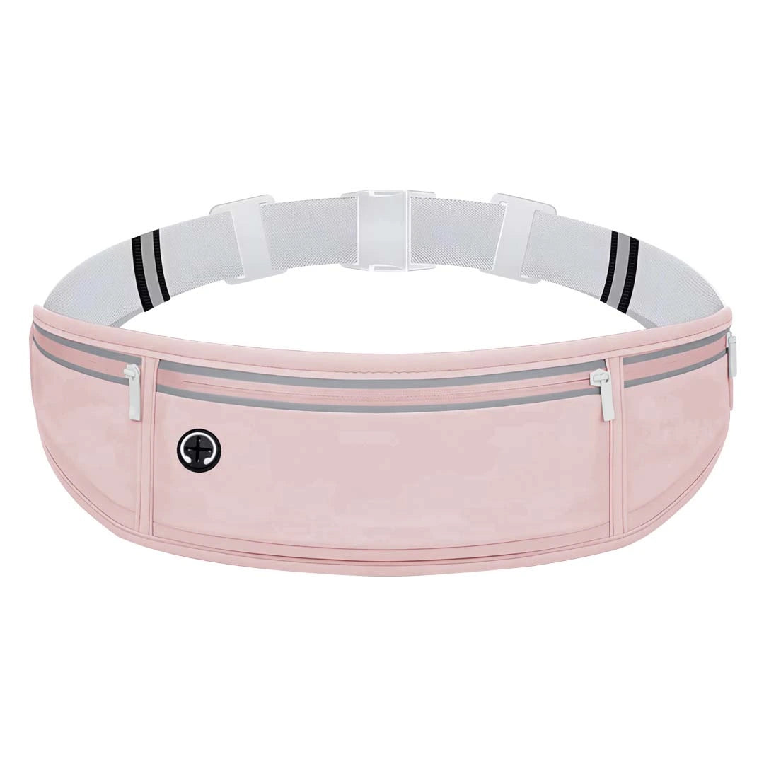 Sports running waist bag in light pink variant for carrying a phone while running. Malaysia bulk supplier.
