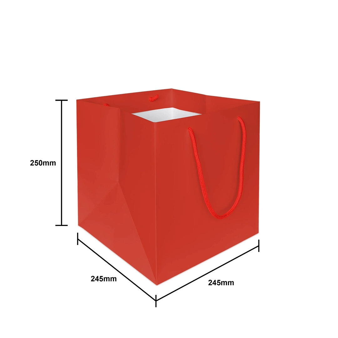 Red Color Square Cake Bag (SQ05) - 245 X 245 X 250 mm dimensions for wholesale order