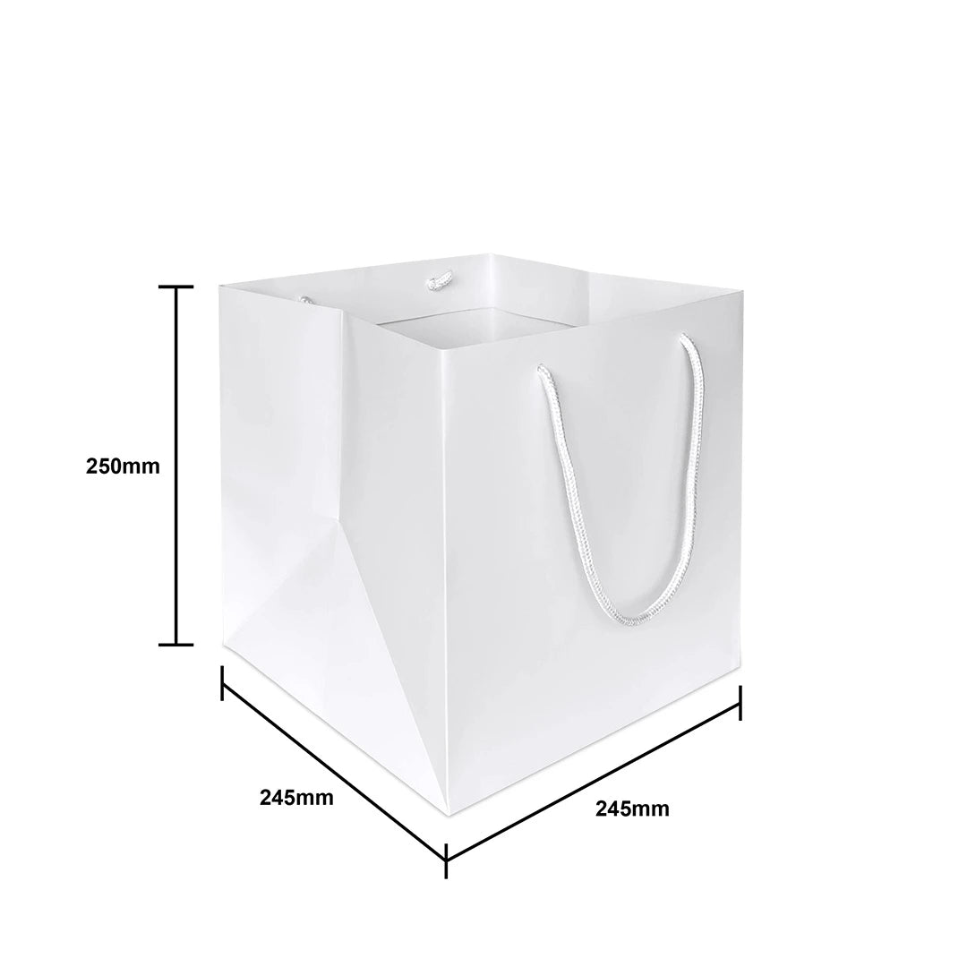 White Color Square Cake Bag (SQ04) - 245 X 245 X 250 mm dimensions for wholesale order Malaysia