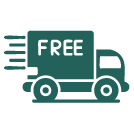 Icon of a delivery truck with 'FREE' text for Free Shipping