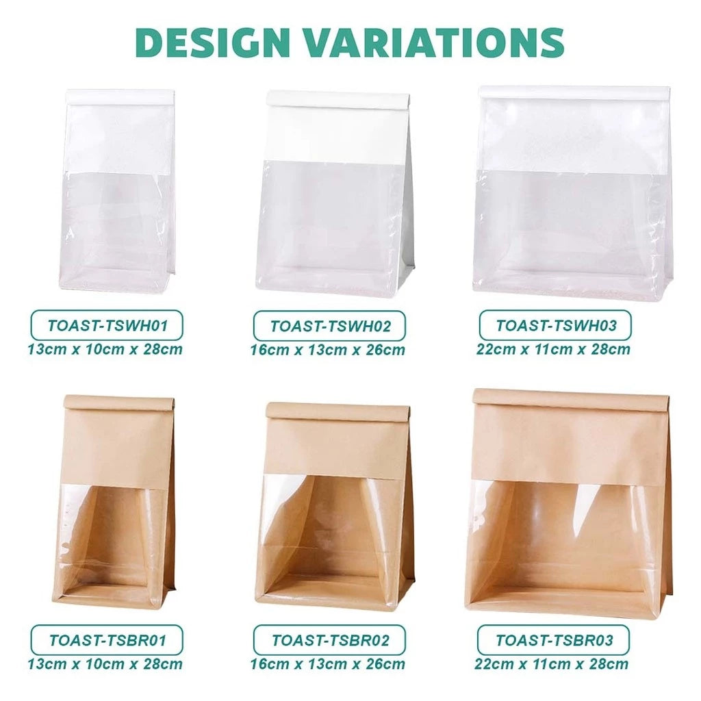 Toast Bag with Window variant size- bakery takeaway Malaysia
