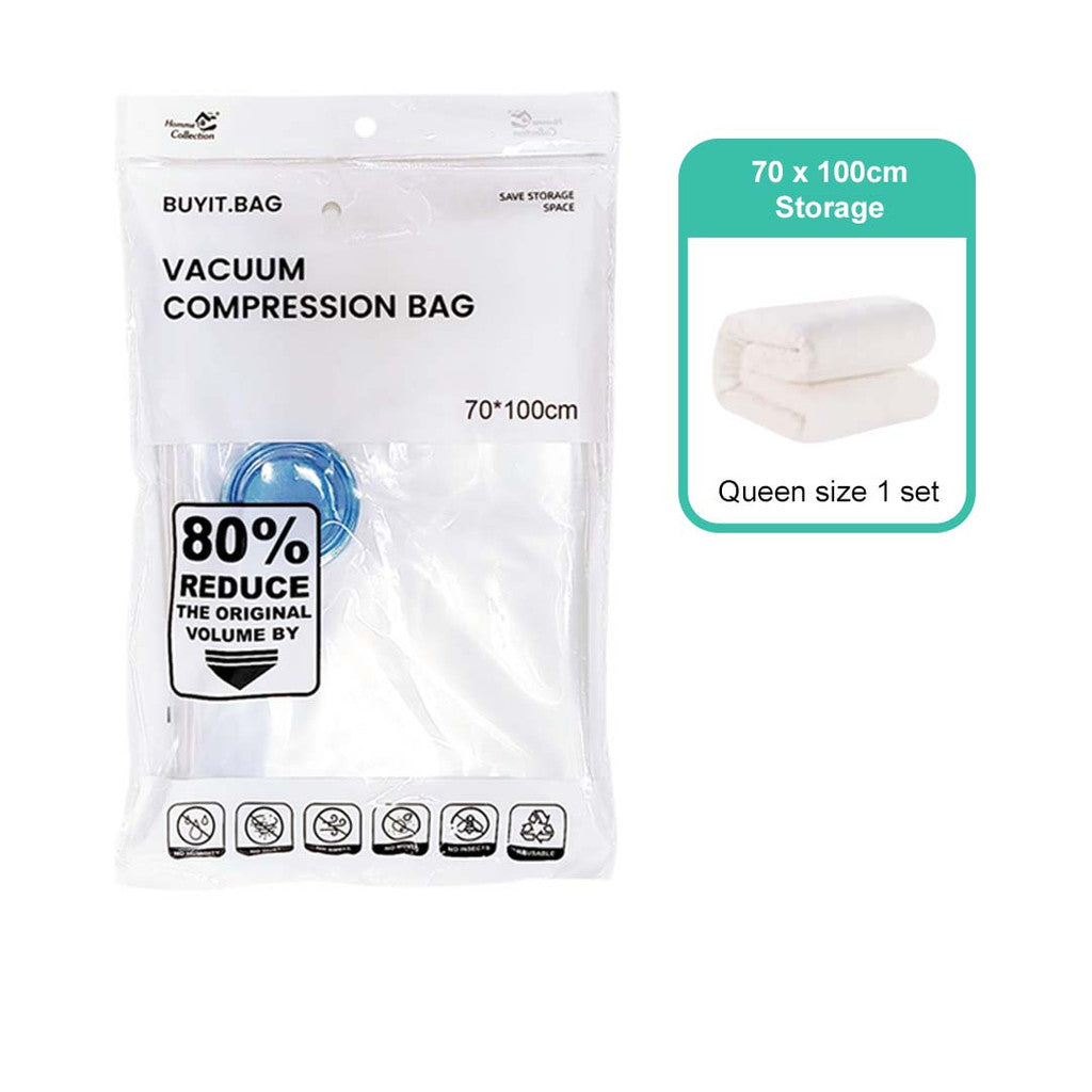 Transparent vacuum storage bag 70 X 100cm - travel size compression supply