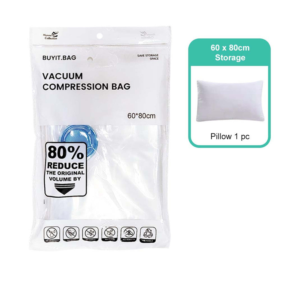 Transparent vacuum storage bag 60 X 80cm - travel size compression supply