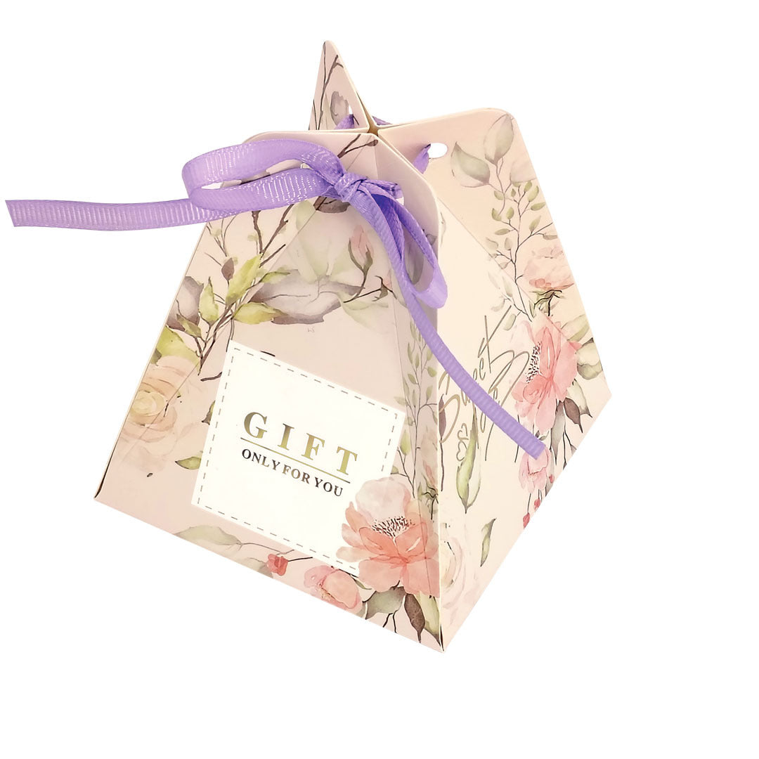 Triangular Pyramid Candy Box design 008PH01 (pink) - wedding favor / sweet box