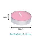 Unscented candle dimension size 35mm x 8mm in pink  with burning time 1.5 - 2 hours