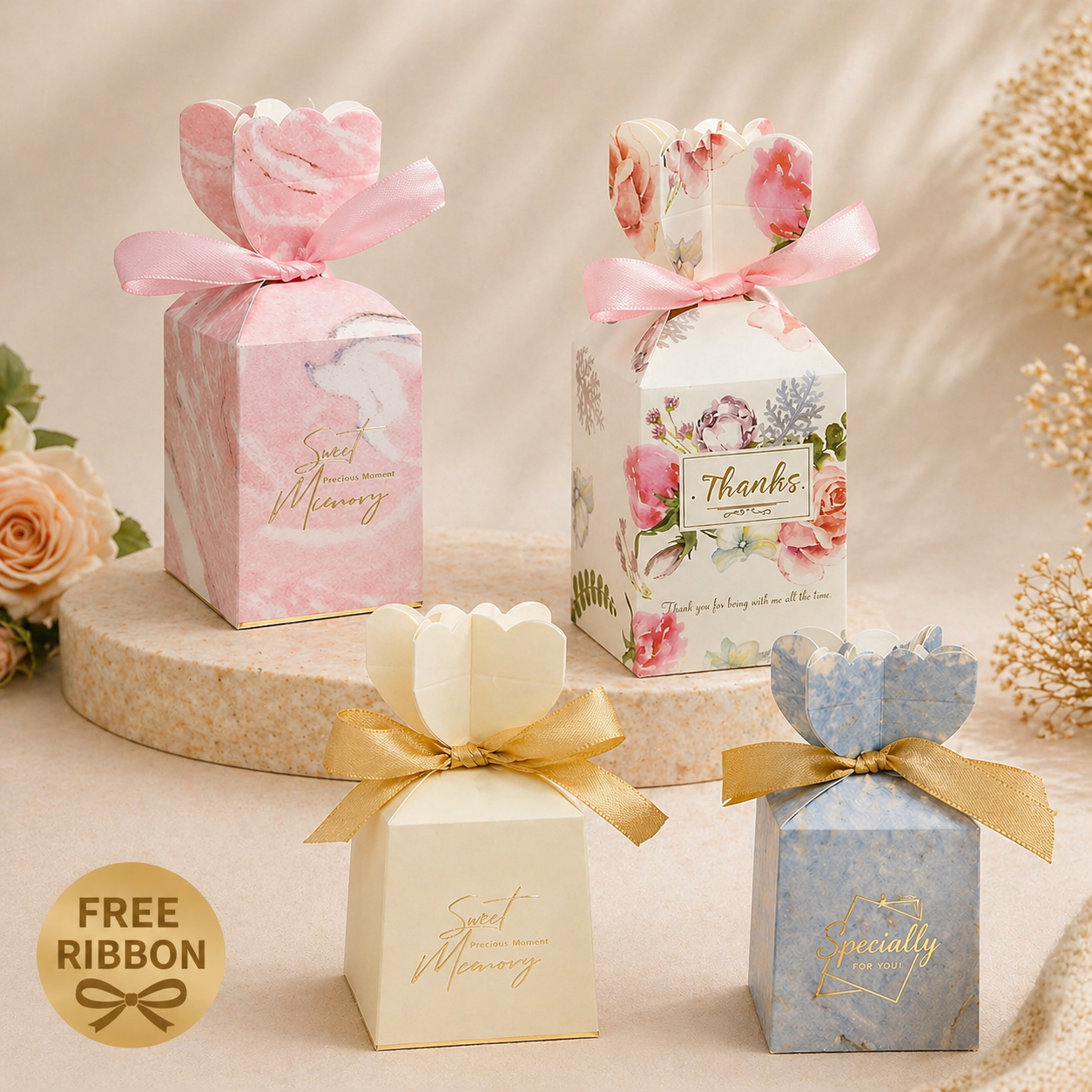 Vase-Shaped Candy Gift Box — wedding favour sweet box with free ribbon, wholesale Malaysia