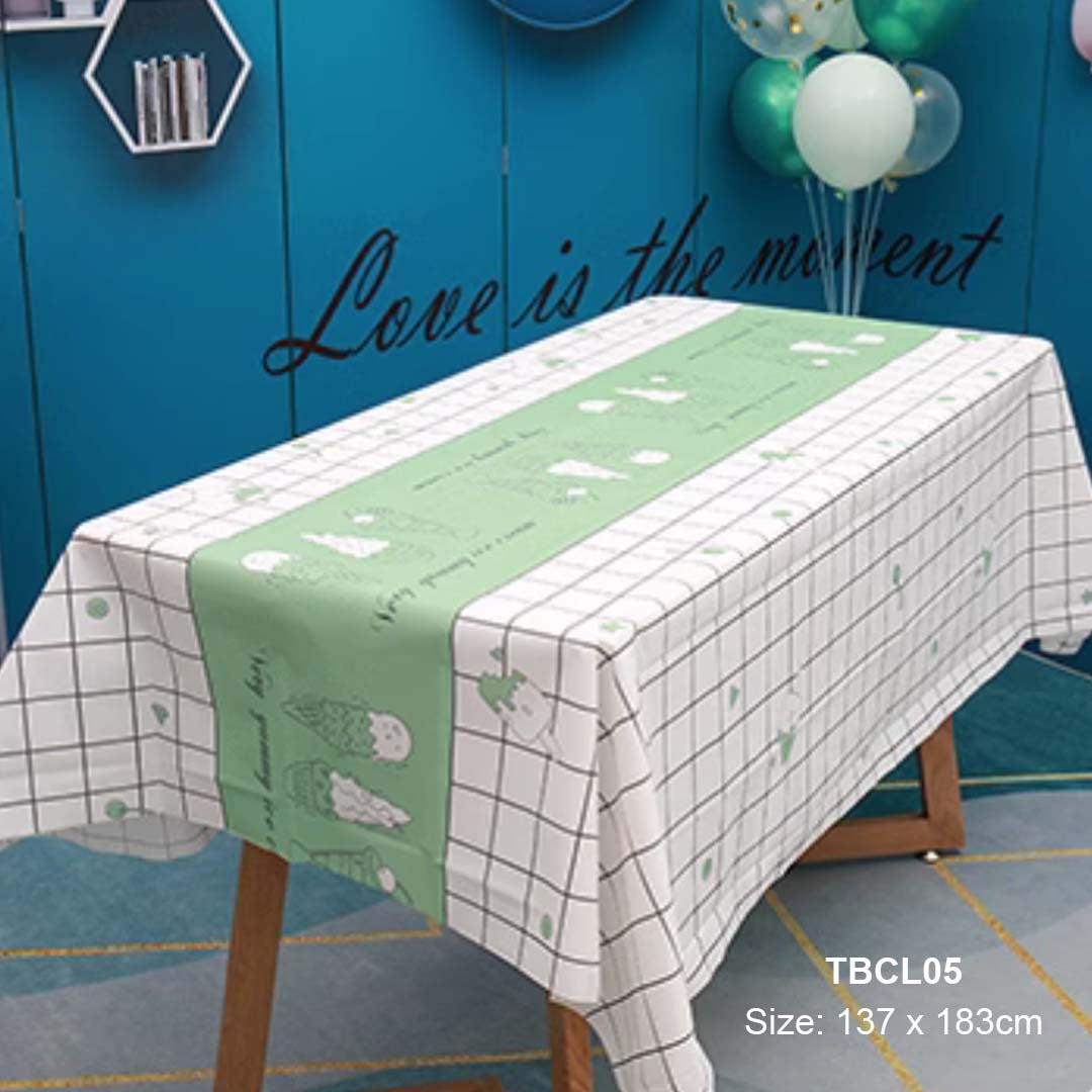 Waterproof & Oil-Proof PVC Dining Table Cloth Cover design TBCL05 green ice cream for dining and kitchen use -wholesale Malaysia