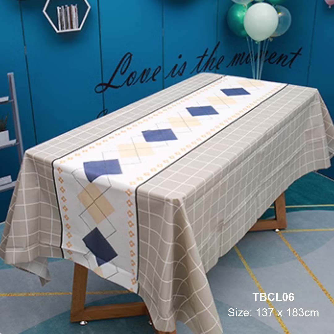 Waterproof & Oil-Proof PVC Dining Table Cloth Cover design TBCL06 grey checkered for dining and kitchen use -wholesale Malaysia