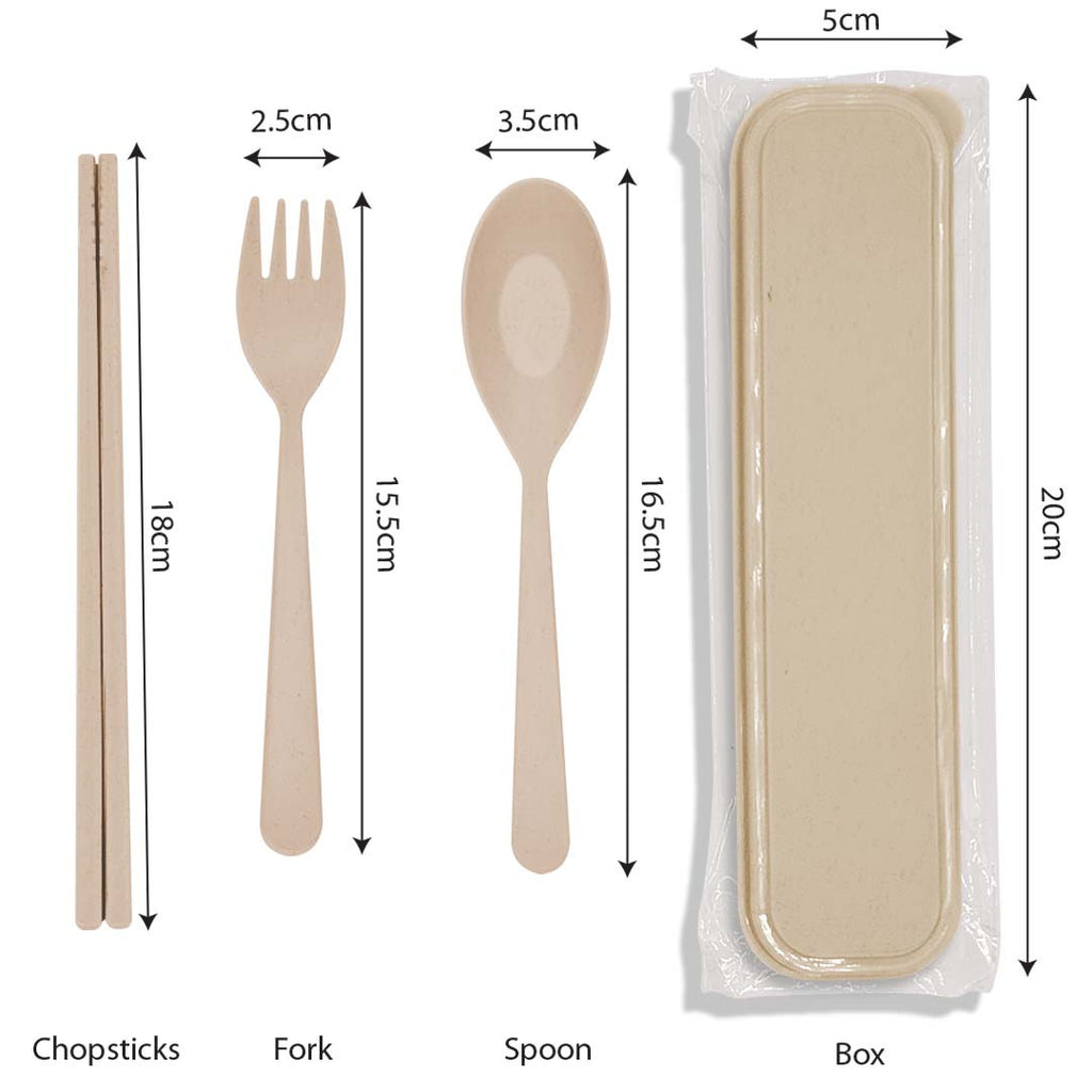 Cutlery Set Wheat Straw  include spoon, fork and chopstick for doorgift kahwin beige variation color - wholesale Malaysia