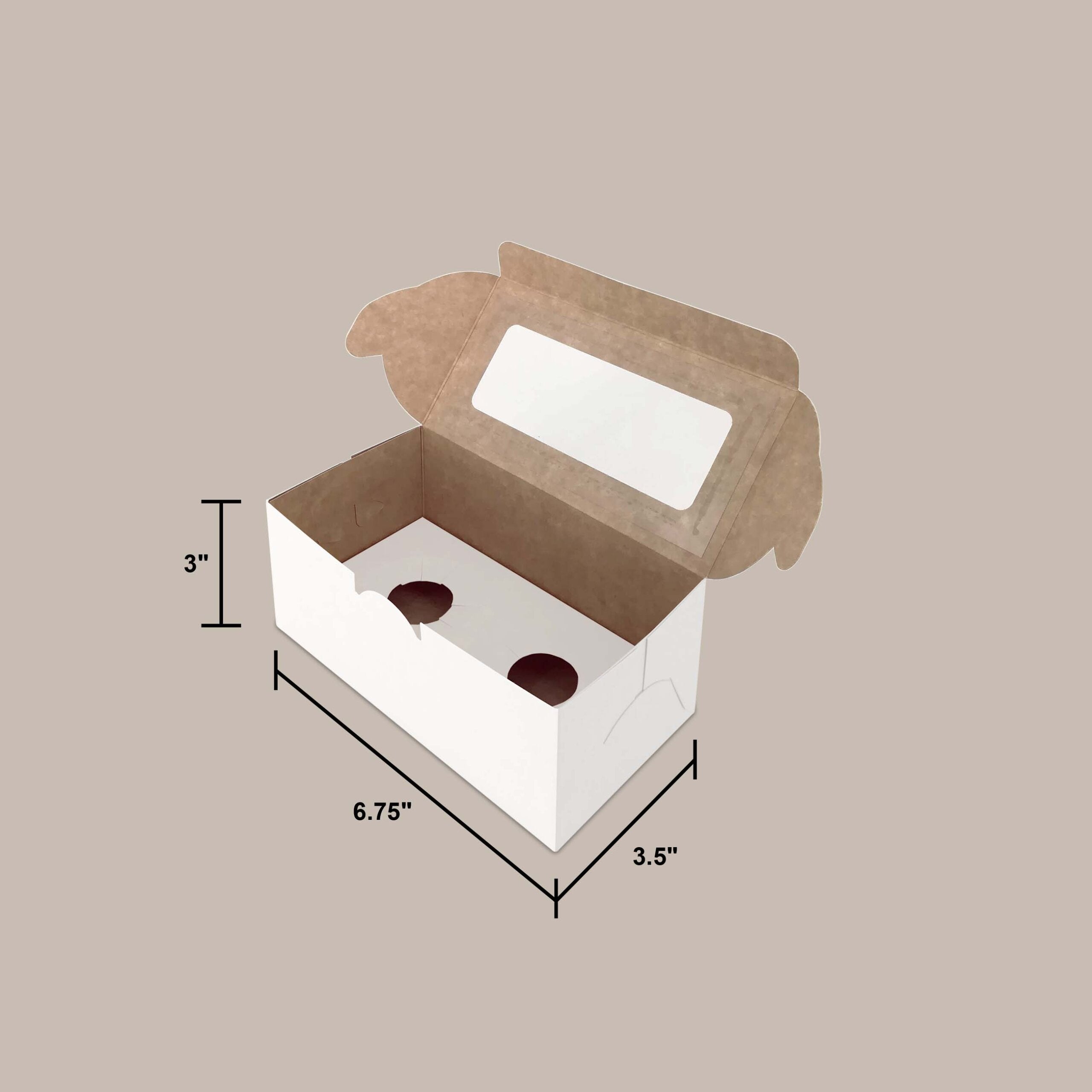 White Kraft Cake Box Top Window WT9 2-cavity dimensions — cupcake box wholesale