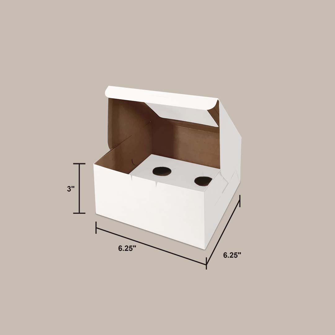 White Kraft Cake Box Top Window WT7 4-cavity dimensions — cupcake box wholesale