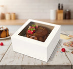 White Kraft Cake Box with Top Window view application — cake box wholesale