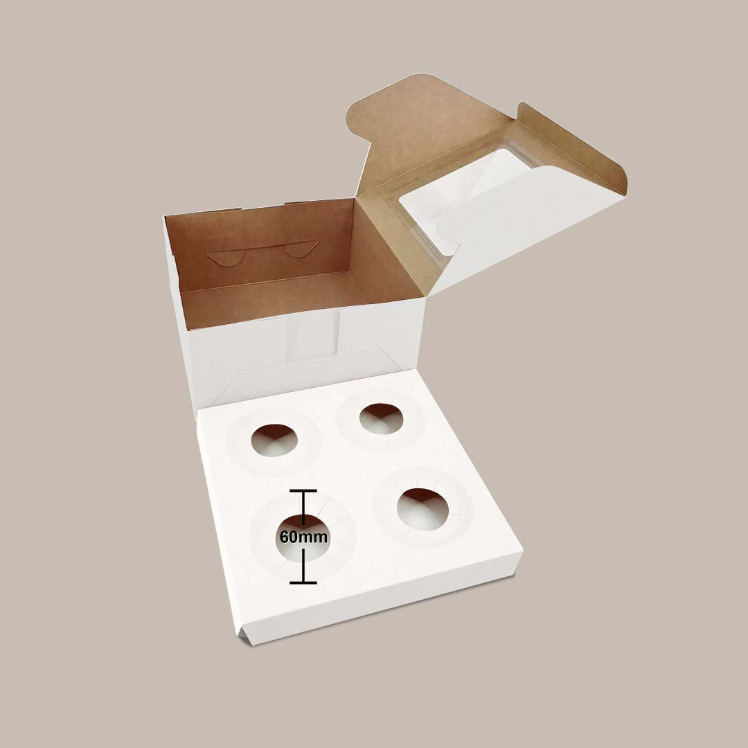 White Kraft Cake Box Top Window WT7 no cavity side view — bakery box wholesale Malaysia