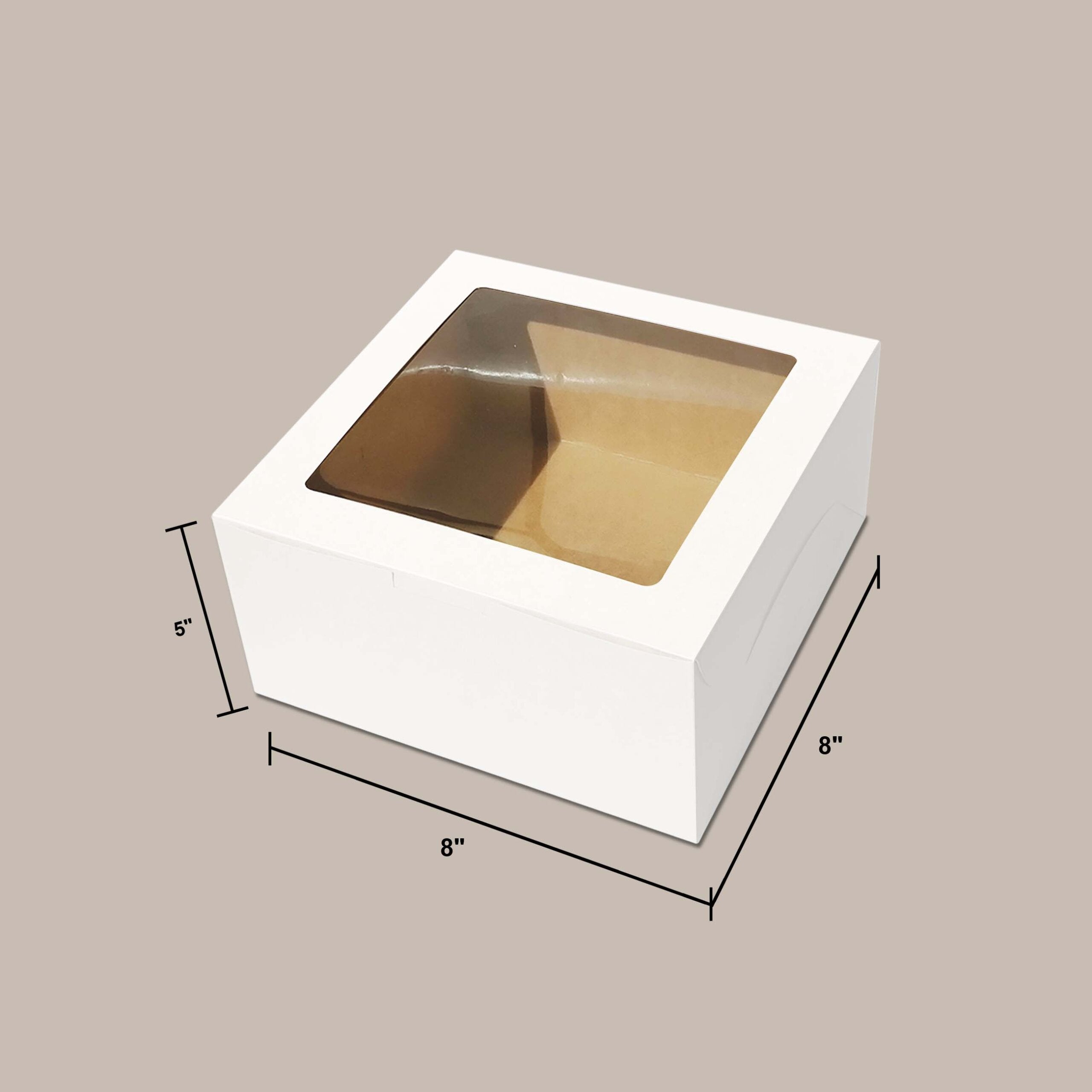 White Kraft Cake Box with Top Window WT1 dimensions — cupcake box wholesale Malaysia