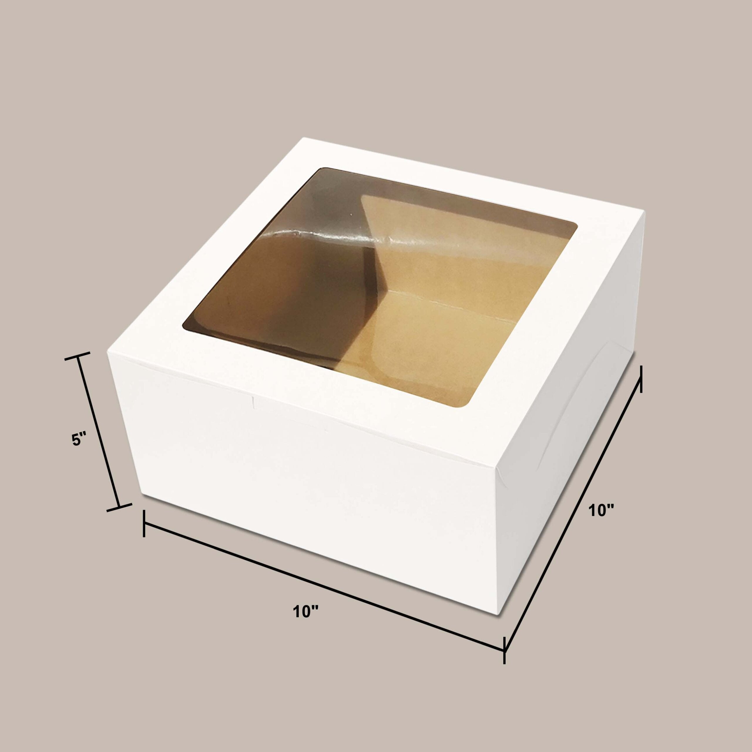White Kraft Cake Box with Top Window WT2 dimensions — cupcake box wholesale